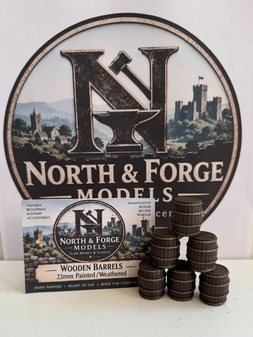 North & Forge hand-painted and weathered miniature wooden barrels